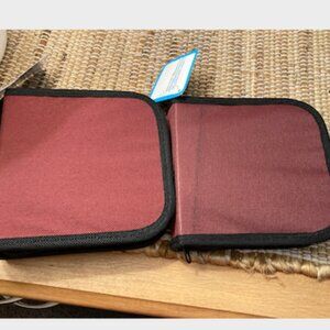 Two Maroon Canvas CD Cases 12 Slots in Each Holds 48 CD's NWT